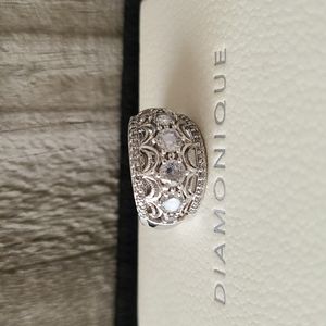 QVC TACORI IV Diamonique CZ Tapered Band Ring Sterling Silver sz 6